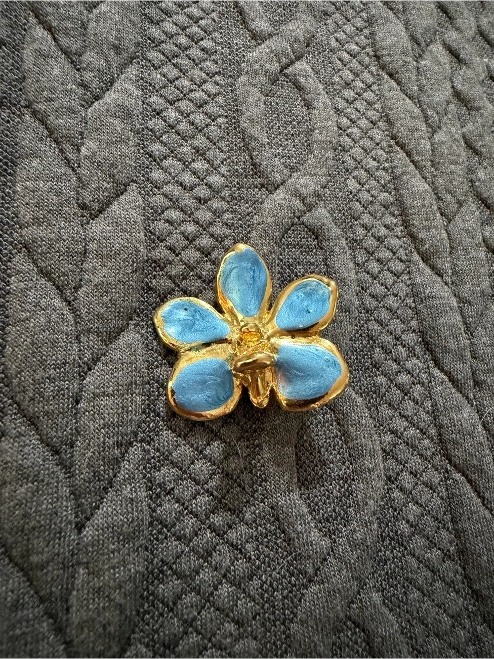 Gold Plated Blue Enamel Flower Brooch - Women's Jewelry
